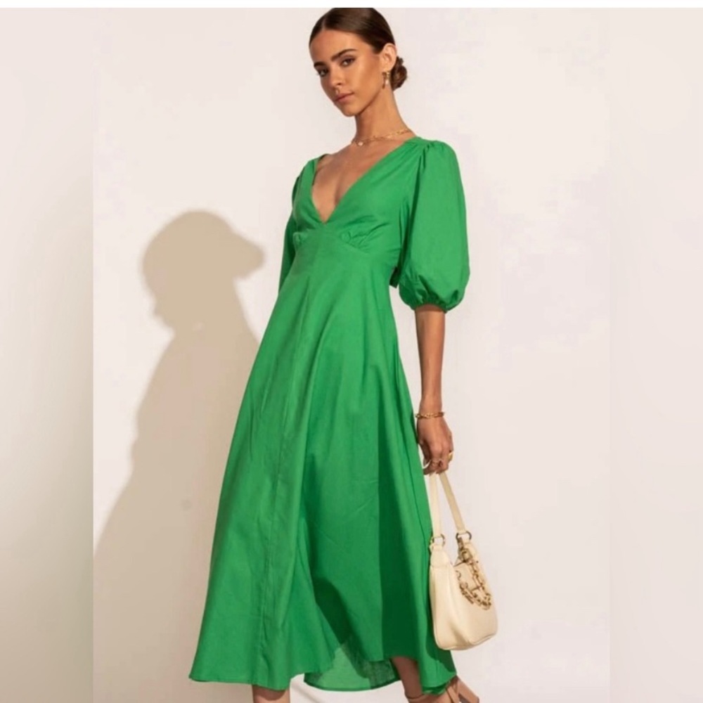 Kelly Green Midi Dress with details